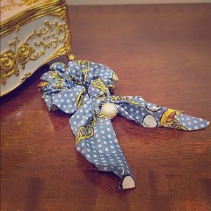 Chanel Style Scarf Scrunchy with Faux Pearl Detail